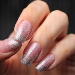 Ongles en dégradé de paillettes scintillantes pour une occasion spéciale.